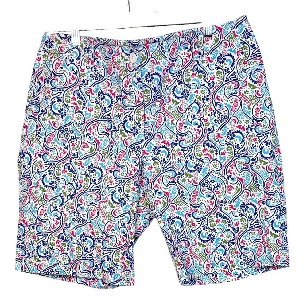 Talbots‎  12P Paisley Floral Chino Shorts Multicolor Blue Pink Green NWOT